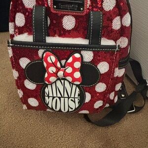 Loungefly Disney Red and White Minnie Mouse Sequin Mini Backpack